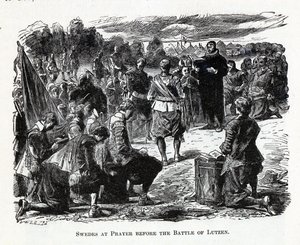 Švédové při modlitbě před bitvou u Lützenu, 1882 od Unbekannt