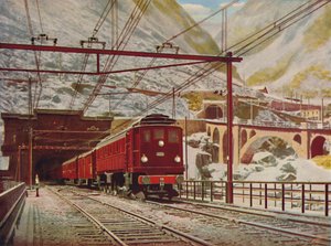 Švýcarský expres opouštějící Velký St. Gotthardský tunel, 1926 od Unbekannt