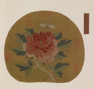 Tapiserie: pivoňka a motýl, možná dynastie Ming, 1368-1644. od Unbekannt