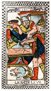 Tarotová karta kejklíře nebo Mountebank, pařížský tarot, 1500. od Unbekannt