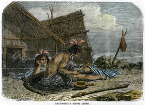 Tetování maorského náčelníka, Nový Zéland, c1875 od Unbekannt