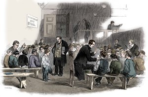 Výuka chlapců číst ve škole Ragged School Union, Lambeth, Londýn, 1868 od Unbekannt