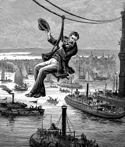 Testování kabelů na Brooklyn Bridge, c1900 od Unbekannt