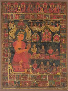 Thangka s Bejeweled Buddha Preaching, 1648. od Unbekannt