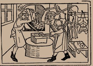 Umění kovářství. Ze Speculum Vitae Humanae od Rodericus Zamorensis, 1479. od Unbekannt