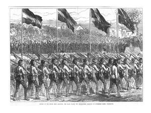 The Black Watch 42nd Highlanders Marching to Governors Green, Portsmouth, 1874. od Unbekannt