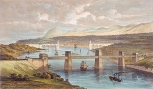 Britannia Tubular Bridge, Menai Strait, Wales, c1850 od Unbekannt