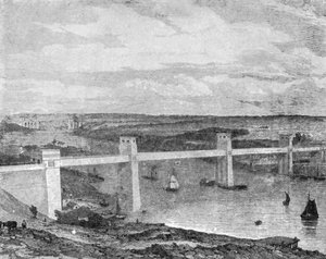 Britannia Tubular Bridge přes úžinu Menai, 1850..., 1901. od Unbekannt