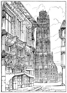 Věž katedrály, Rouen, 1835 1900 od Unbekannt