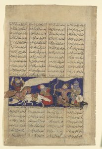Boj Rustama a Ashkabuse, Folio ze Shahnama Book of Kings, ca. 1330-40. od Unbekannt
