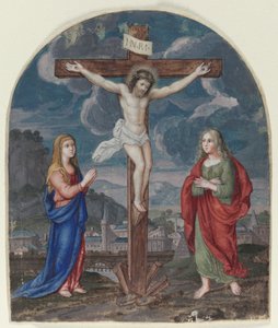 Ukřižování: Miniatura vyříznutá z modlitební knihy, c. 1540-1550. od Unbekannt
