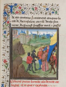 Velvyslanectví Petra poustevníka a Herluina v Kerbogha. Miniatura z Historia od Viléma z Tyru, 60. léta 14. století od Unbekannt