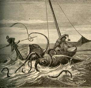 The Fishermen Battle with the Giant Squid, 1881. od Unbekannt