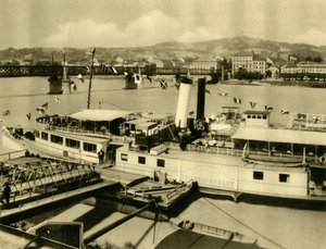 Parník Franze Schuberta na řece Dunaj, Linz, Horní Rakousko, c1935. od Unbekannt