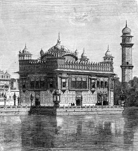 Zlatý chrám a jezero nesmrtelnosti v Amritsar, Indie, 1895 od Unbekannt
