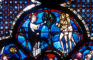 Okno dobrého Samaritána, katedrála v Chartres, Francie, 13. století od Unbekannt