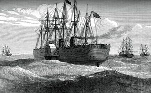 The Great Eastern hraje Atlantský telegrafní kabel, c1865, c1880 od Unbekannt