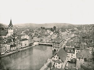 Grosse Stadt a Kleine Stadt rozdělené řekou Limmat, Curych, Švýcarsko, 1895. od Unbekannt