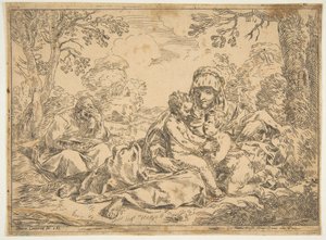 Svatá rodina se svatým Janem Křtitelem, opis podle Cantariniho, ca. 1639-1648 nebo později. od Unbekannt