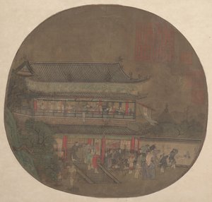Nesmrtelný Lü Dongbin Objevující se nad pavilonem Yueyang, konec 13.-začátek 14. století. od Unbekannt