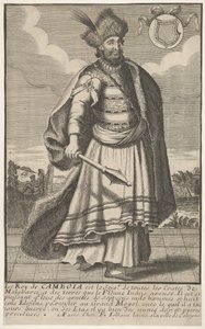 Kambodžský král stojící s žezlem v pravé ruce, ca. 1670-1700. od Unbekannt