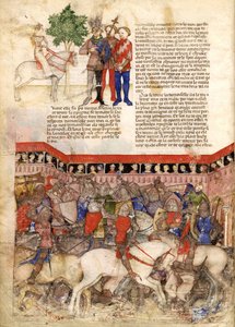 Miniatura Knights of the Round z Pátrání po Svatém grálu a Artušově smrti, cca 1220 od Unbekannt