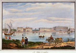 Mramorový palác a nábřeží Něvy, Petrohrad, Rusko, 1822 od Unbekannt
