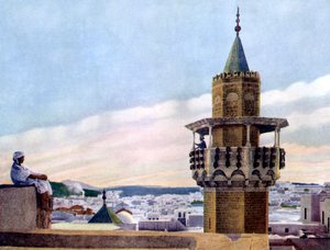 Muezzin ve svém minaretu volá věrné k modlitbě, 1926 od Unbekannt