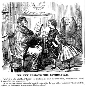 The New Photographic Looking Glass, kreslený film od Punch, každodenní důkaz o mužském původu, 1861 od Unbekannt