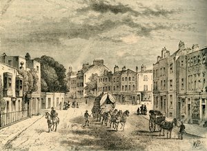 Stará vesnice Vauxhall, s vchodem do zahrad, v roce 1825, c1878. od Unbekannt