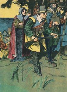 Otcové poutníci vstupující do Nového světa, c1907 od Unbekannt