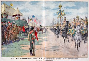 Prezident republiky hodnotí ruské jednotky, Krasnoje Selo, Rusko, 1914 od Unbekannt
