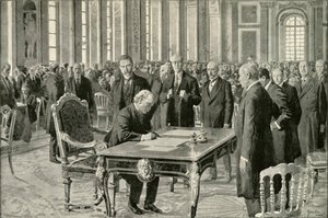 Předseda vlády Velké Británie při podpisu mírové smlouvy, 1919. od Unbekannt