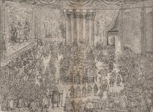 Knížecí jídlo Die Fürstliche Mahlzeit ze série zobrazující svatbu Wolfgy..., 1614. od Unbekannt