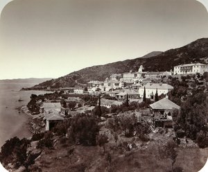 Klášter Rossikon St Panteleimon na hoře Athos, Řecko, 60. léta 19. století od Unbekannt