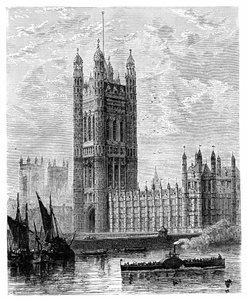 Victoria Tower a budovy parlamentu, Londýn, 1900 od Unbekannt