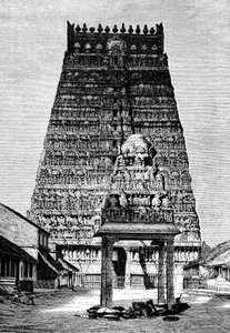 Hlavní gopura chrámu v Kumbakonam, Indie, 1895 od Unbekannt