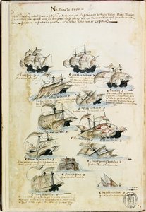 Flotila Pedra Álvarese Cabrala v roce 1500. Z Livro das Armadas, cca 1568. od Unbekannt