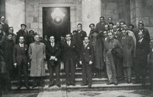 Šéf baskické vlády (nebo legendární) Jose Antonio Aguirre a členové vlády Barcelona. Soukromá nadace Juberta Figuerase. od Unbekannt