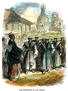 Obchodníci z oddělení, novoroční festivalový průvod v Jokohamě, Japonsko, 1872 od Unbekannt