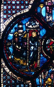 Poutník opouští Jeruzalém do Jericha, barevné sklo, katedrála v Chartres, Francie, 1205-1215 od Unbekannt