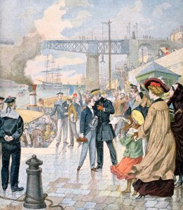 Návrat lodi Borda a nalodění lodi Fistots, Brest, Francie, 1902 od Unbekannt
