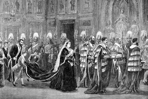 Královský průvod ve Westminsterském paláci na cestě do Sněmovny lordů, 1886, 1900 od Unbekannt