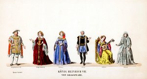 Návrhy divadelních kostýmů pro Shakespearovu hru Jindřich VIII., 19. století od Unbekannt