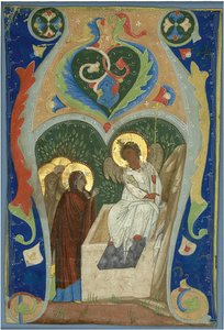Tři Marie a Ohnivý anděl u hrobu. Počáteční, asi 1310 od Unbekannt