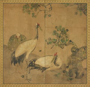Tři jeřábi pod stromem, období Edo, 1615-1868. od Unbekannt