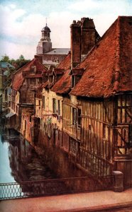 Dřevěné domy u Pont de Caen v Caudebec-en-Caux, Normandie, Francie, c 1930 od Unbekannt