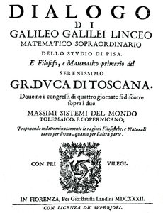 Titulní strana Dialoga, od Galilea, 1632 od Unbekannt