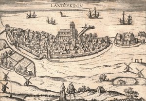 Město Landskrona, Švédsko, 80. léta 16. století od Unbekannt
