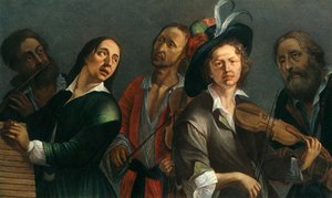 Příčná flétna, xylofon, viola a housle, neznámý český malíř 2. pol. 7. od Unbekannt